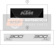 A46008078011, Displacement Sticker Set Xc 300, KTM, 0