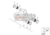 Componentes de la articulación del brazo oscilante trasero