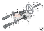 Camshaft, pulley, intermediate shaft