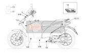 677064, Left UNDER-FOOTREST Decal "Aprilia", Piaggio, 1