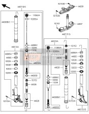 44023009211G, CYLINDER-SET-FORK,Gray, Kawasaki, 0