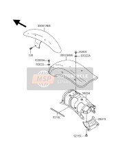 35001120220, Garde Boue Av Noir En, Kawasaki, 0