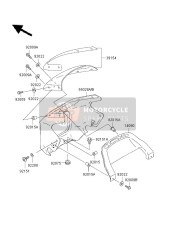 55028135275, Cowling,Upp,M.C.Silver, Kawasaki, 1