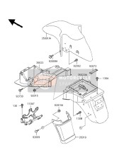 350401051H3, FENDER-COMP-FRONT,C.W ZX600-E5, Kawasaki, 0