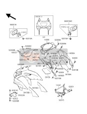 550221083F2, COVER-HEAD Lamp,G.Sil ZX600-E5, Kawasaki, 0