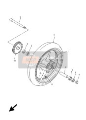 5D0W2516000X, Gegoten Wheel, Voorkant, Yamaha, 0