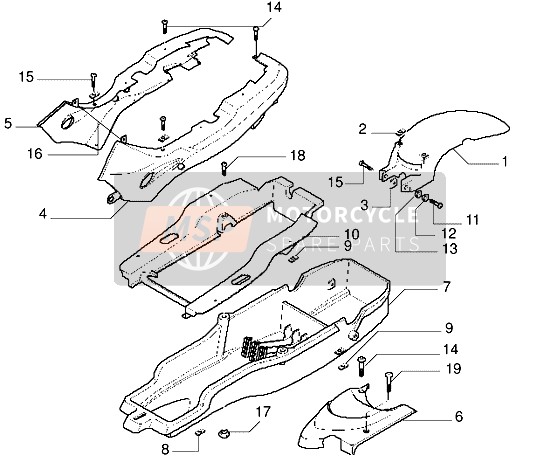 Gilera DNA 50 2004 Guardabarros trasero-Debajo de la silla de montar para un 2004 Gilera DNA 50