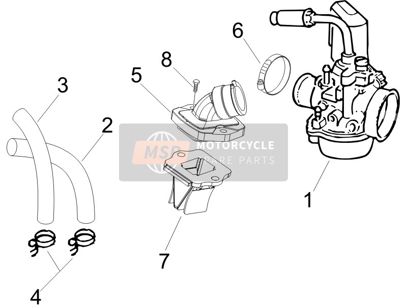 Gilera DNA 50 2006 Carburettor, Assembly - Union Pipe for a 2006 Gilera DNA 50