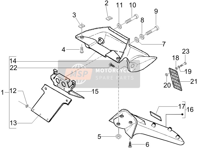 Gilera DNA 50 2006 Capot arrière - Garde anti-éclaboussures pour un 2006 Gilera DNA 50