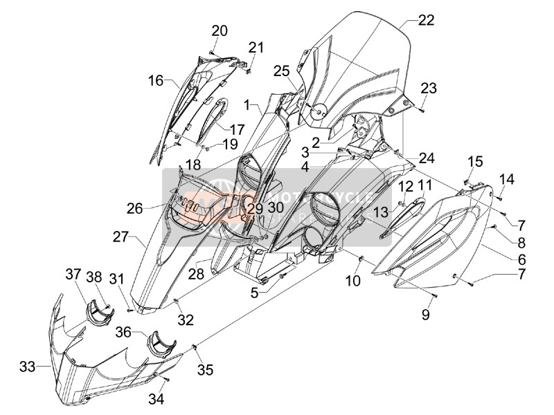 65342000F2, Right Shield Lateral Cover, Piaggio, 0