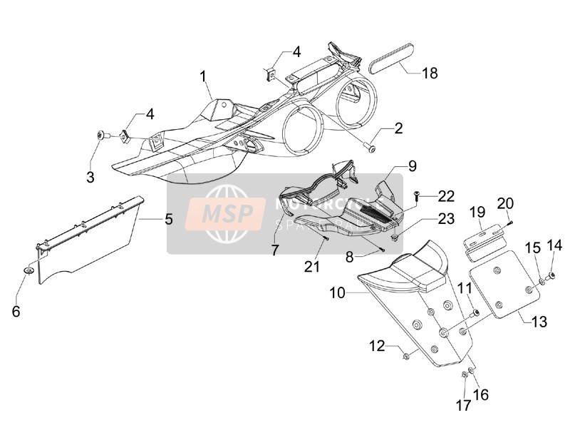 Gilera FUOCO 500 E3 2007 Capot arrière - Garde anti-éclaboussures pour un 2007 Gilera FUOCO 500 E3