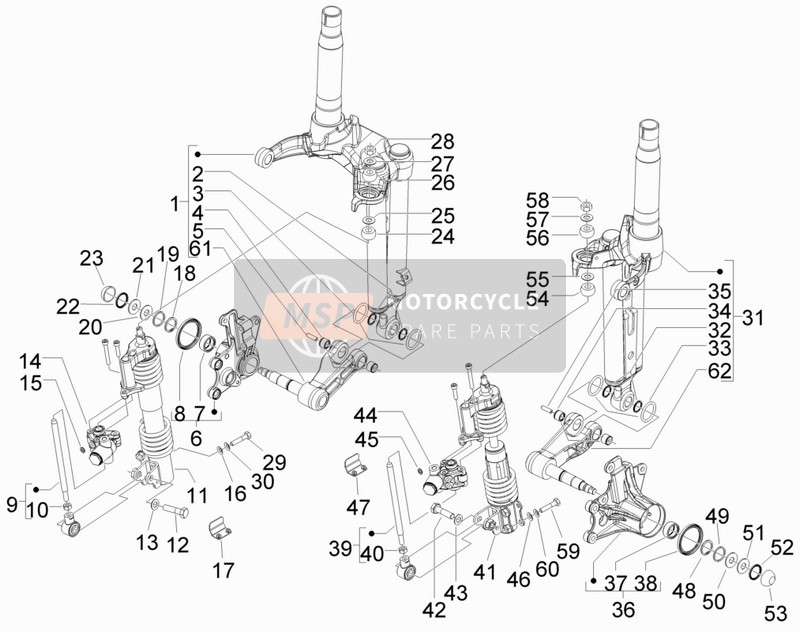 Gilera FUOCO 500 E3 2011 Gabelkomponenten (Mingxing) für ein 2011 Gilera FUOCO 500 E3