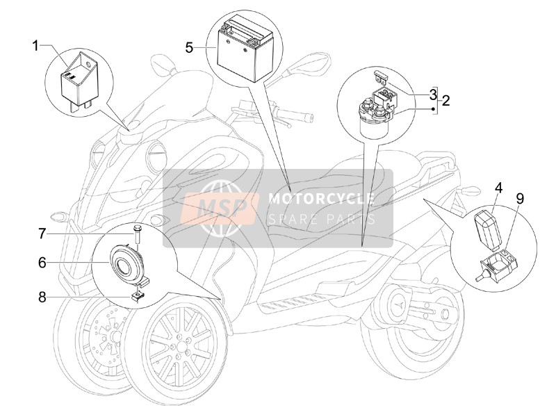 Gilera FUOCO 500 E3 2008 Remote Control Switches - Battery - Horn for a 2008 Gilera FUOCO 500 E3