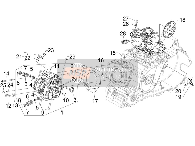 831203, Cilinderkop Pakking, Piaggio, 1