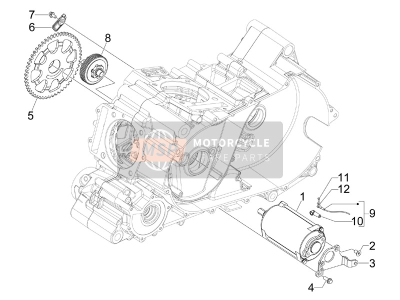 842879, Starter Motor Gear, Piaggio, 1
