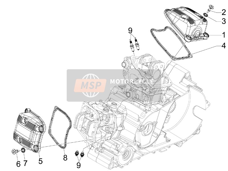 Gilera GP 800 2008 Coperchio della testata del cilindro per un 2008 Gilera GP 800