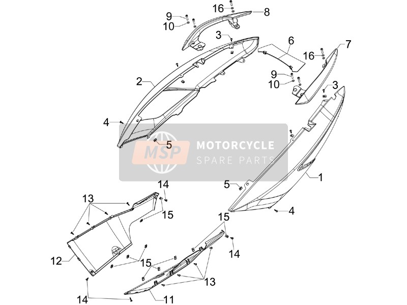 Gilera GP 800 2008 Seitliche Abdeckung - Spoiler für ein 2008 Gilera GP 800