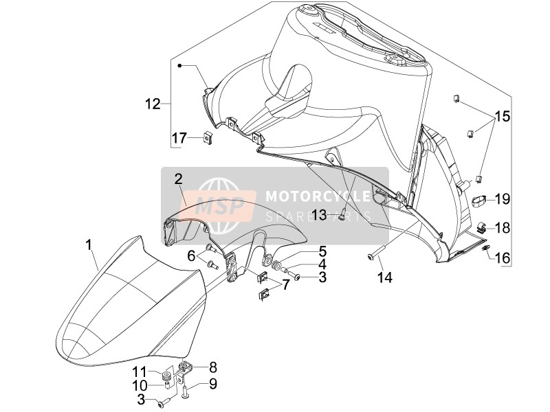 Gilera GP 800 2008 Wielbehuizing - Spatbord voor een 2008 Gilera GP 800