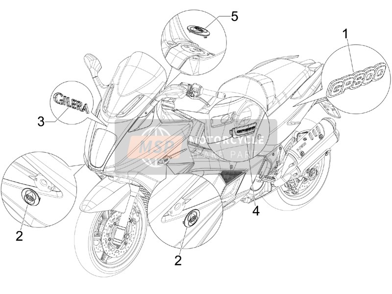 Gilera GP 800 2008 Plaques - Emblèmes pour un 2008 Gilera GP 800