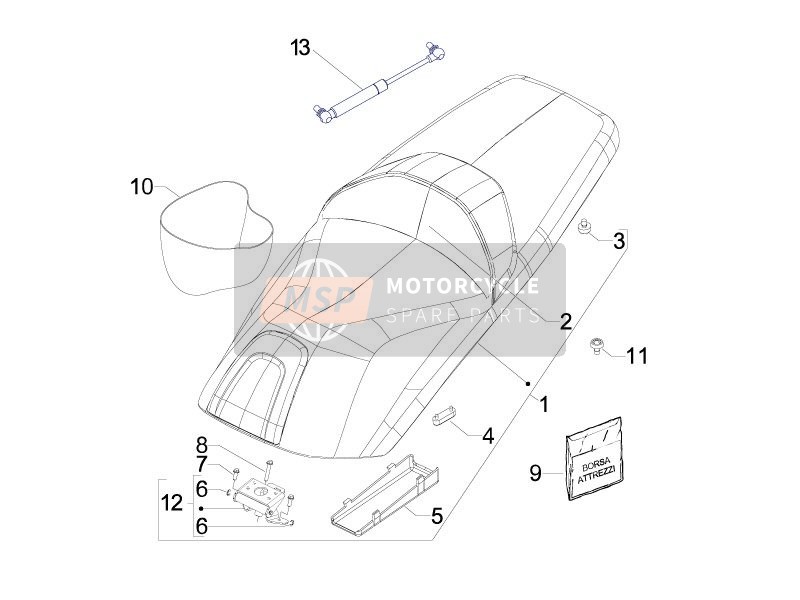 654718, Couvercle Trousse À Outils, Piaggio, 0