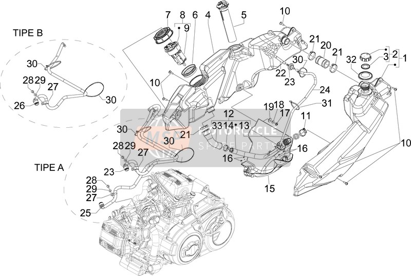 Gilera GP 800 2007 Réservoir d'essence pour un 2007 Gilera GP 800