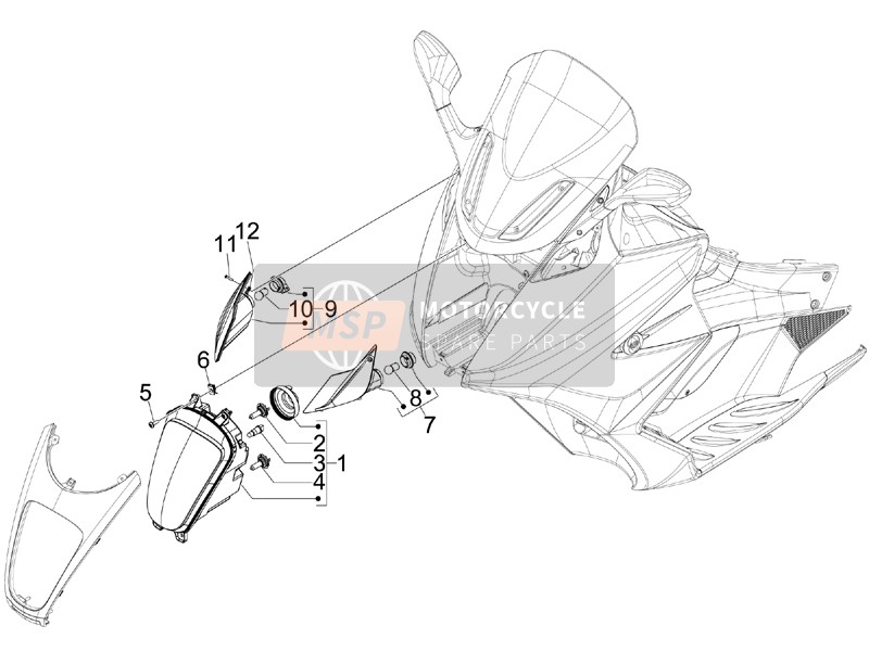 Gilera GP 800 2007 Scheinwerfer vorne - Blinkleuchten für ein 2007 Gilera GP 800