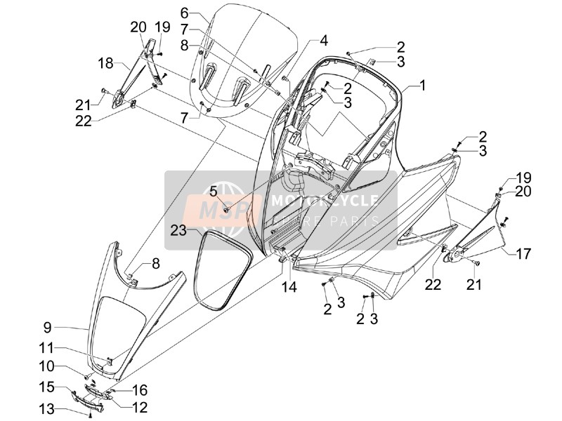 Gilera GP 800 2011 Scudo anteriore per un 2011 Gilera GP 800