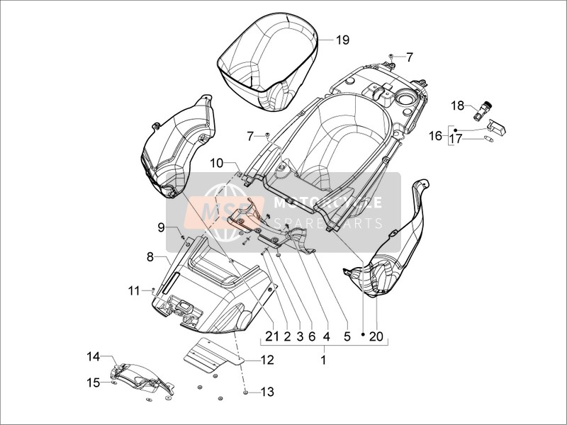 Gilera GP 800 2010 Helmfach - Unter Sitz für ein 2010 Gilera GP 800