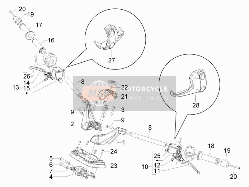 Gilera GP 800 2011 Handlebars - Master cil. for a 2011 Gilera GP 800