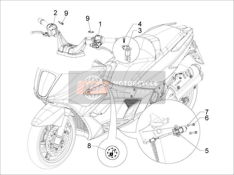 Gilera GP 800 2010 Sélecteurs - Commutateurs - Boutons pour un 2010 Gilera GP 800