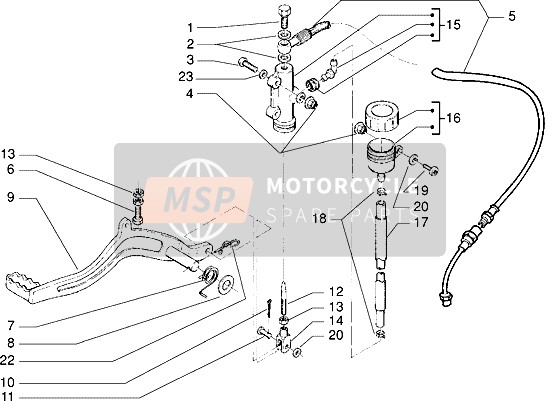 Gilera GSM 2002 Pedal-Cilindro maestro para un 2002 Gilera GSM