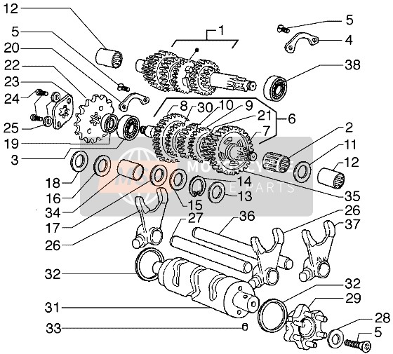 Gilera GSM M.Y. 2001 Gear Group for a 2001 Gilera GSM M.Y.