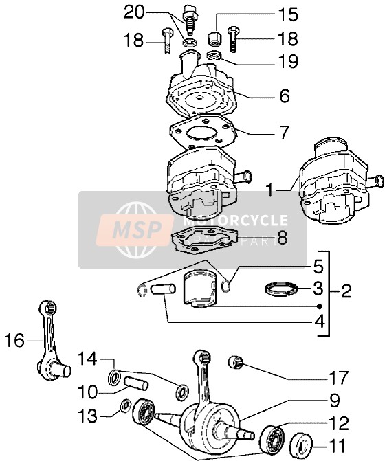 Cylinder-Piston-Wrist Pin, Assembly-Crankshaft