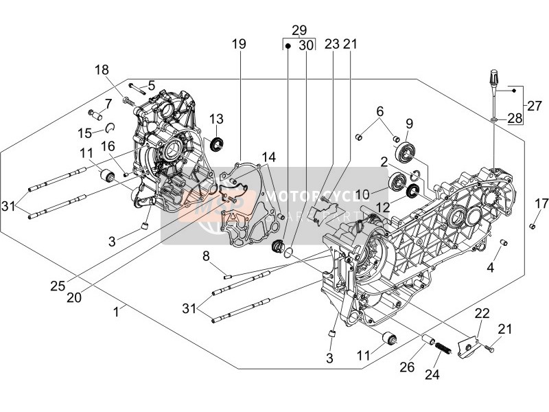 Gilera NEXUS 125 E3 2007 Kurbelgehäuse für ein 2007 Gilera NEXUS 125 E3