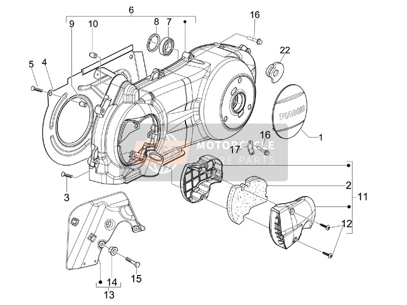 Gilera NEXUS 125 E3 2007 Tapa del cárter - Refrigeración del cárter para un 2007 Gilera NEXUS 125 E3