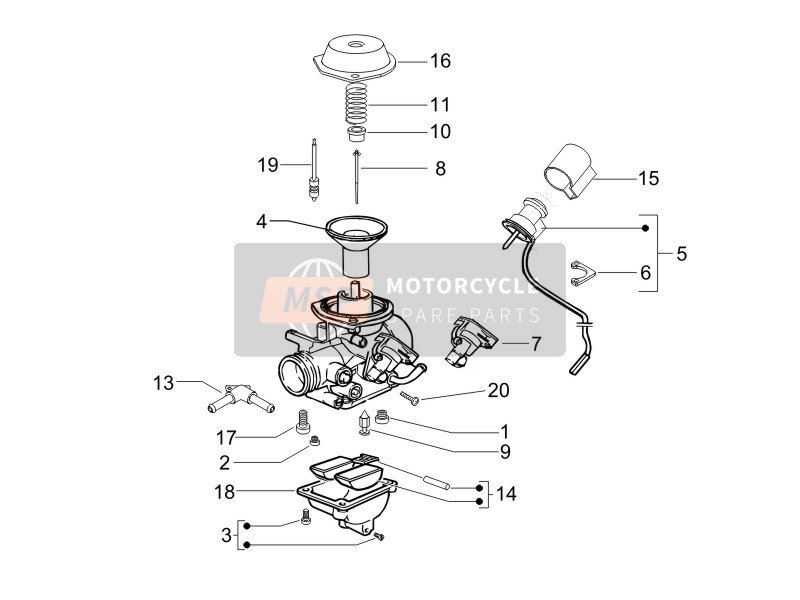 Gilera NEXUS 125 E3 2008 Carburador Componentes para un 2008 Gilera NEXUS 125 E3