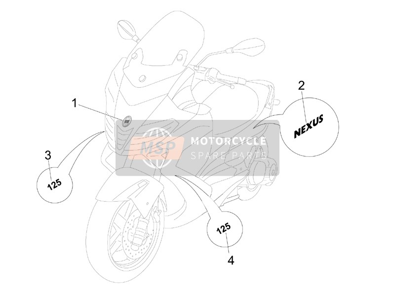 Gilera NEXUS 125 E3 2007 Platten - Embleme für ein 2007 Gilera NEXUS 125 E3