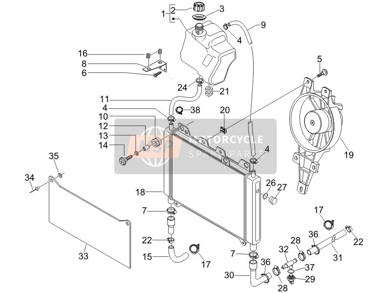 57311R, Waterkoeler, Piaggio, 2