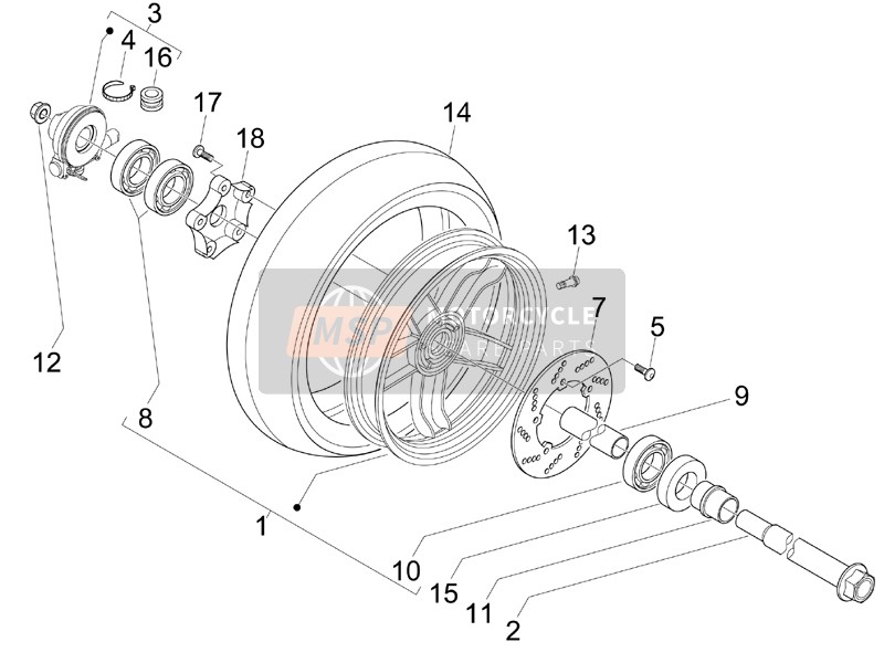 564446, Front Wheel Axle, Piaggio, 1