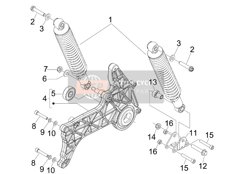 Gilera NEXUS 125 ie E3 2008 Suspensión trasera - Amortiguador/s para un 2008 Gilera NEXUS 125 ie E3