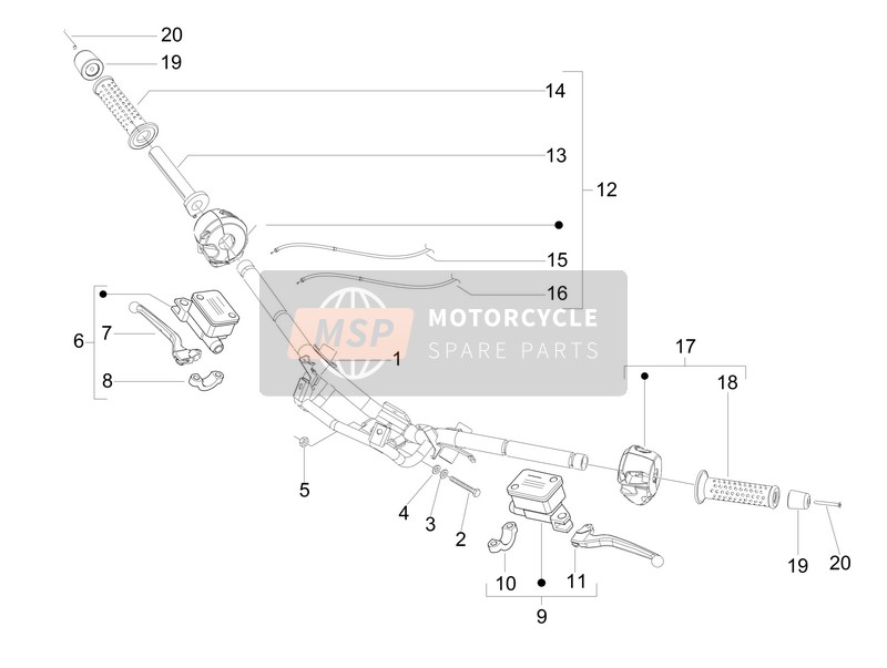 Gilera NEXUS 125 ie E3 2009 Guidon - Maître cil. pour un 2009 Gilera NEXUS 125 ie E3