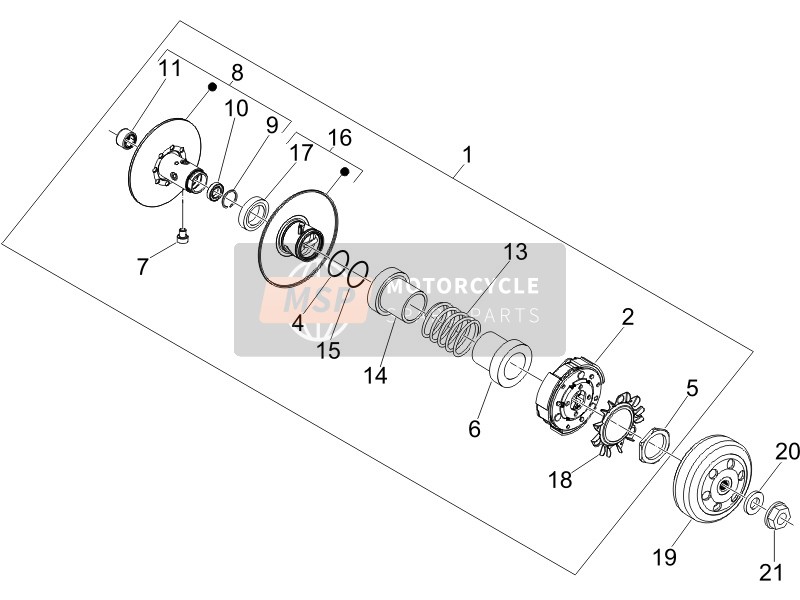 Gilera NEXUS 250 SP E3 2006 Driven Pulley for a 2006 Gilera NEXUS 250 SP E3