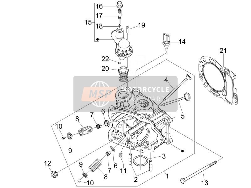 Gilera NEXUS 300 ie E3 2008 Capo unità - Valvola per un 2008 Gilera NEXUS 300 ie E3