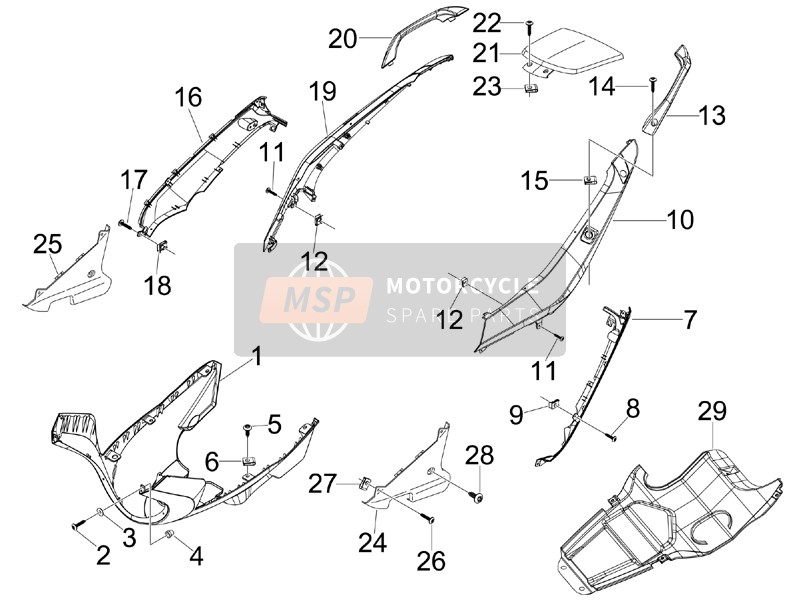 Gilera NEXUS 300 ie E3 2008 Zijkuip - Spoiler voor een 2008 Gilera NEXUS 300 ie E3