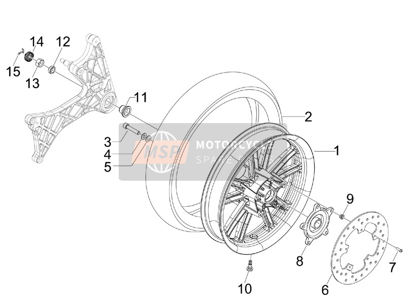 Gilera NEXUS 300 ie E3 2008 Roue arrière pour un 2008 Gilera NEXUS 300 ie E3