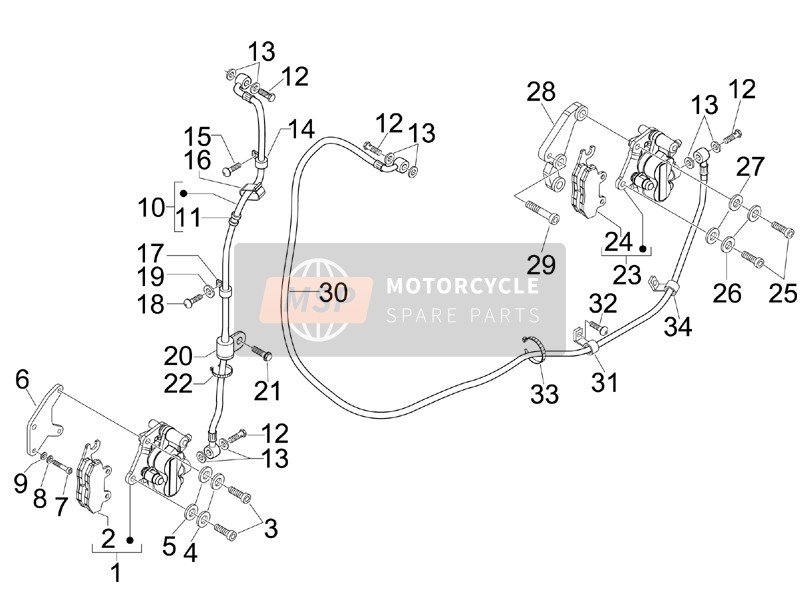 Gilera NEXUS 300 ie E3 2008 Brakes Pipes - Calipers for a 2008 Gilera NEXUS 300 ie E3