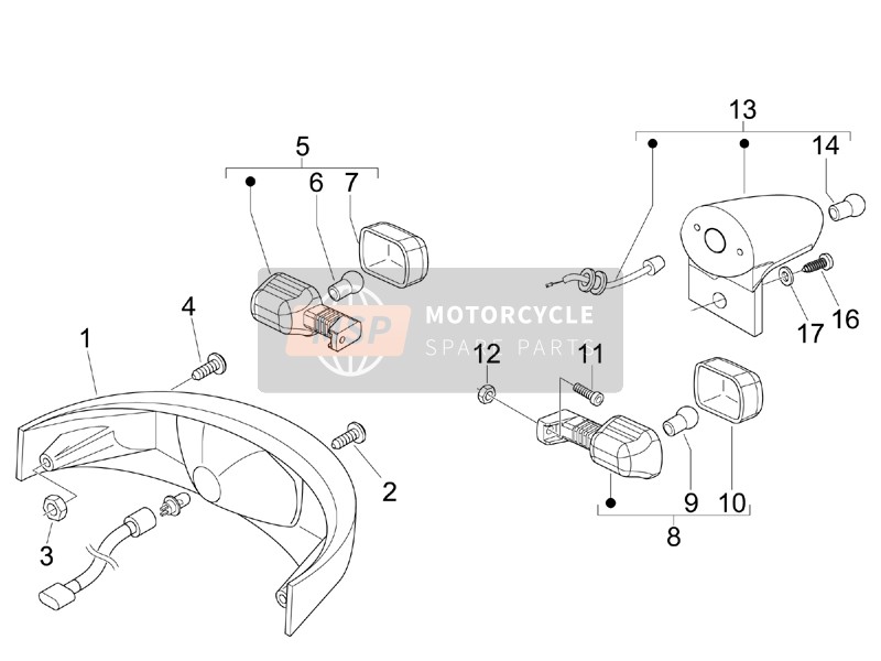 Gilera NEXUS 300 ie E3 2008 Rücklichter - Blinkleuchten für ein 2008 Gilera NEXUS 300 ie E3