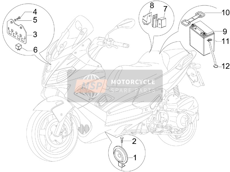 Gilera NEXUS 300 ie E3 2008 Afstandsbedieningsschakelaars - Accu - Claxon voor een 2008 Gilera NEXUS 300 ie E3