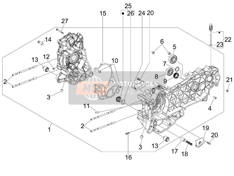 Gilera NEXUS 300 ie E3 2010 Kurbelgehäuse für ein 2010 Gilera NEXUS 300 ie E3