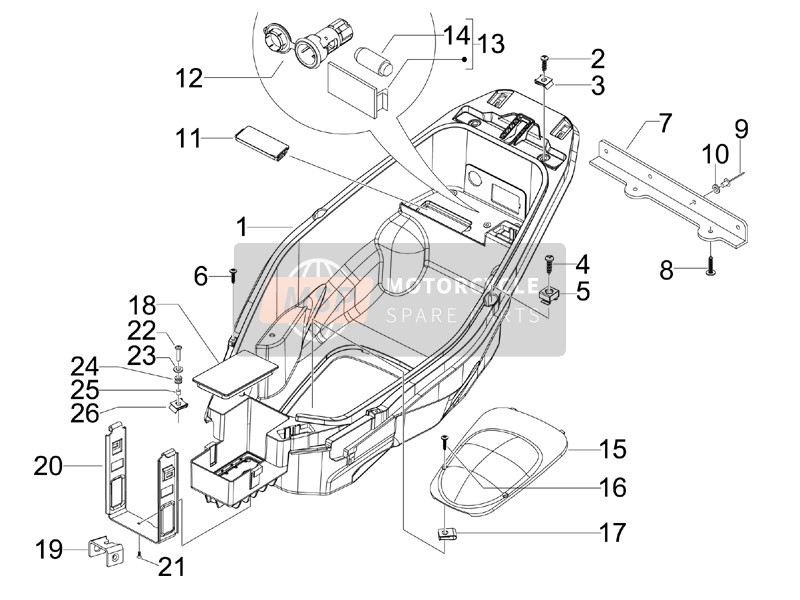 Gilera NEXUS 300 ie E3 2011 Alloggiamento del casco - Sotto la sella per un 2011 Gilera NEXUS 300 ie E3